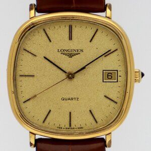 LONGINES Square gold Gold Plated/SS/leather QZ